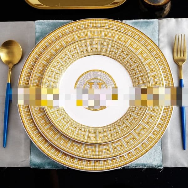 Quality Ceramic Mosaic Dish Tableware Set Household Ceramic round Model Steak Plate Western Plate Table