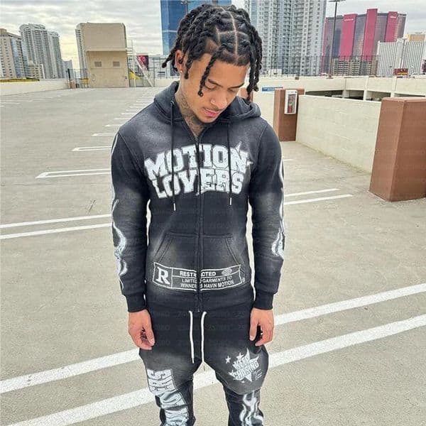 Mens Hoodie AutumnWinter Hooded Sweatshirt Punk Retro Aesthetic Jacket Top Womens Coat Y2K Clothing 241016