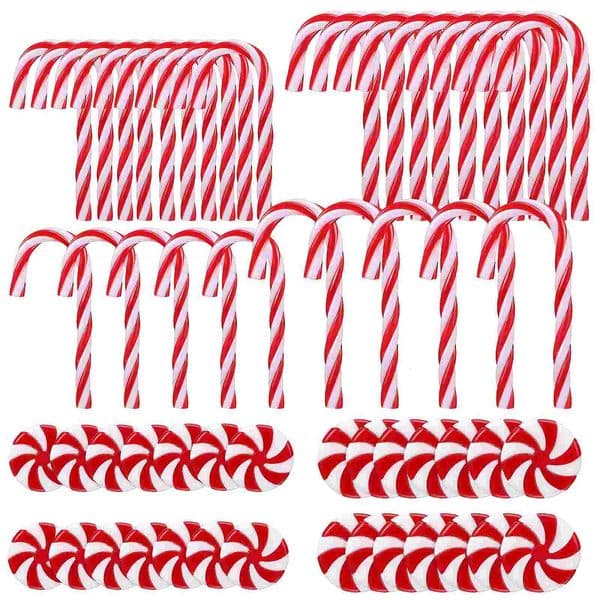 60 pieces of holiday artificial mint candy rattan picture sling folding Christmas tree pendant 241016