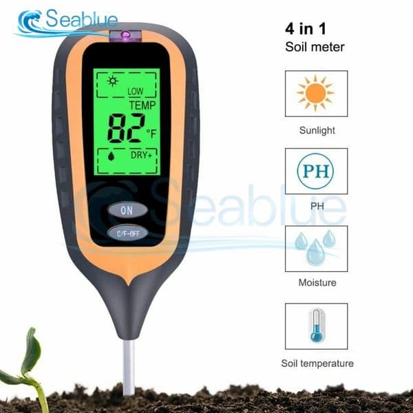 4-in-1 digital soil moisture meter pH meter temperature and sunlight tester used for garden farm lawn plant tools with LCD display 241016