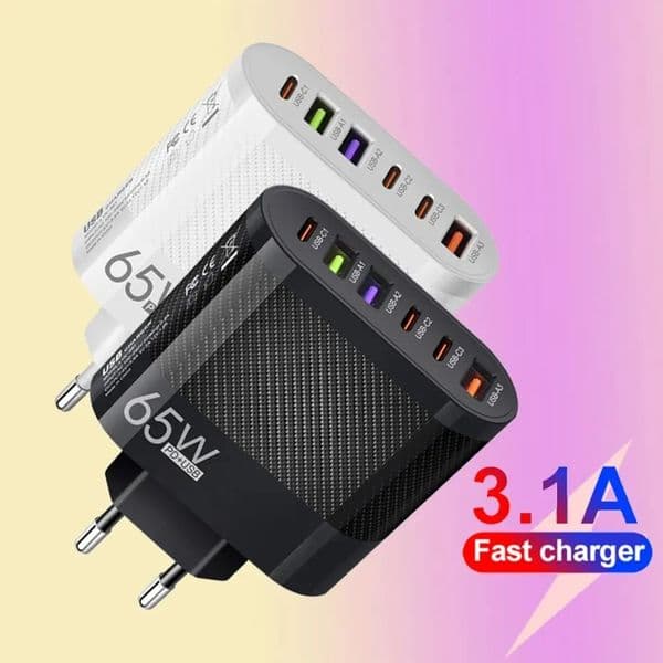 3.1A 6 in 1 3USB 3PD Quick Charger QC3.0 USB Type C Fast Charging For iphone Samsung Xiaomi Mobile Phone Charge Adapter EU//US/UK Plug