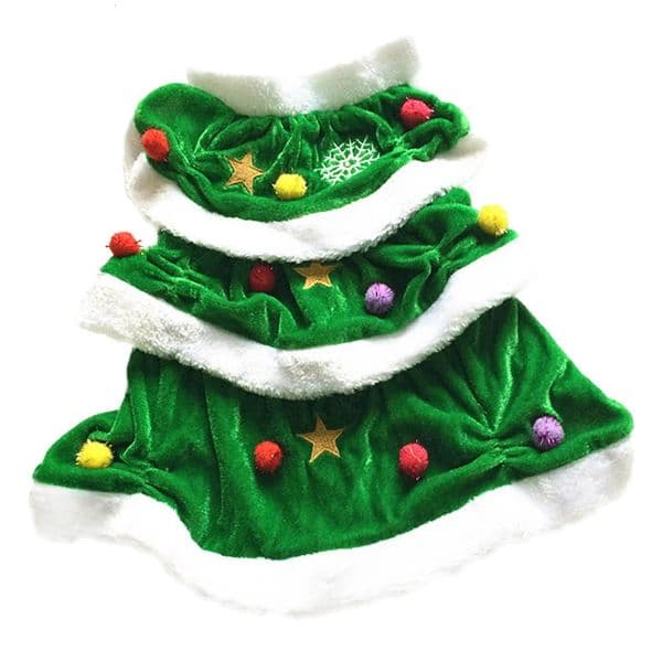Green dog clothing hoodie dress pet clothing Christmas kitten gift creative party tree 241016