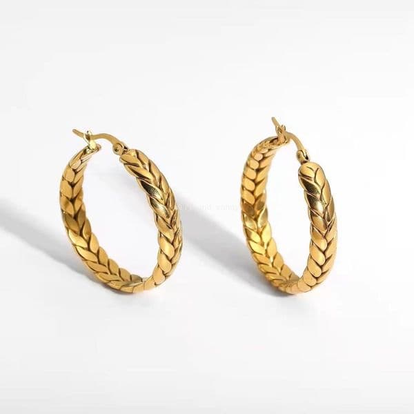 gs Gold Chunky Earrings Non Tarnish 18k Gold Stainless Steel Buckle Big Circle Ring Dangle Earrings Ear Cuff for Woman Fine Jewellry Z260910