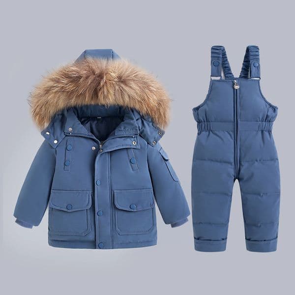 Children clothing set Down Suit Autumn Winter Warm Boy Jacket Natural Fur Baby Girls Snowsuit Coat Kids Parkas Outwear clothes 241016