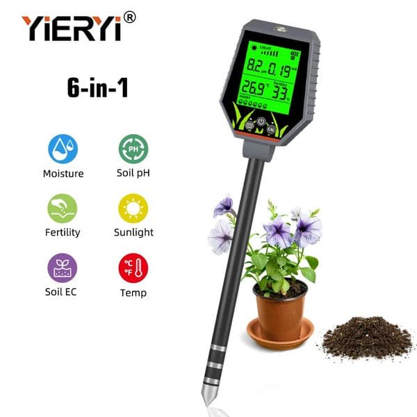 Digital 6-in-1 multifunctional soil pH EC meter farm garden fertility moisture tester flower and plant sunlight monitor 241016