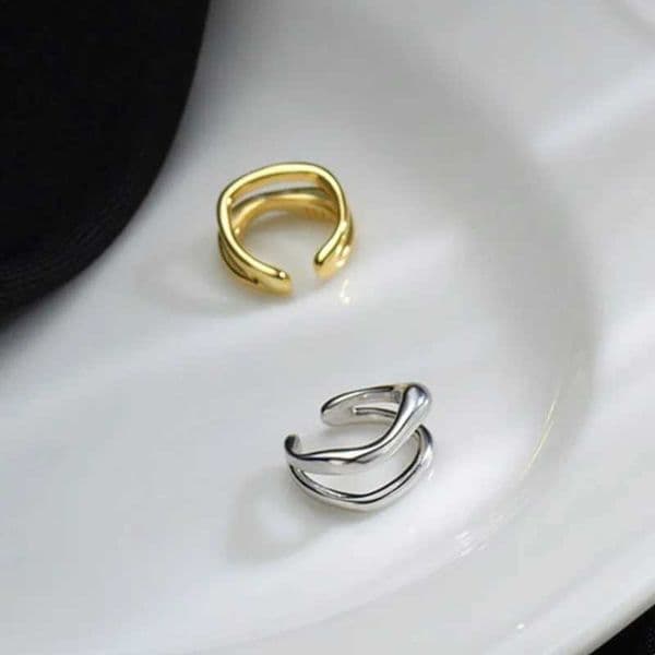 1Pcs 925 Silver Plated Earrings Non Perforated Double Layer Cuff Earclip Suitable for Womens Party Jewelry E1243 W241017