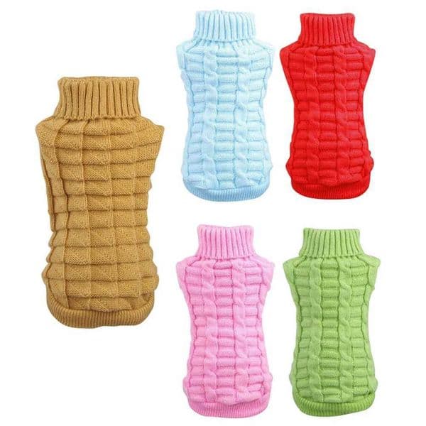 Small Dog Cat Pullover Sweaters Cold Weather Cable Knitwear Classic Turtleneck Warm Pet Clothes for Chihuahua Bulldog Pug OutfitXJ241018