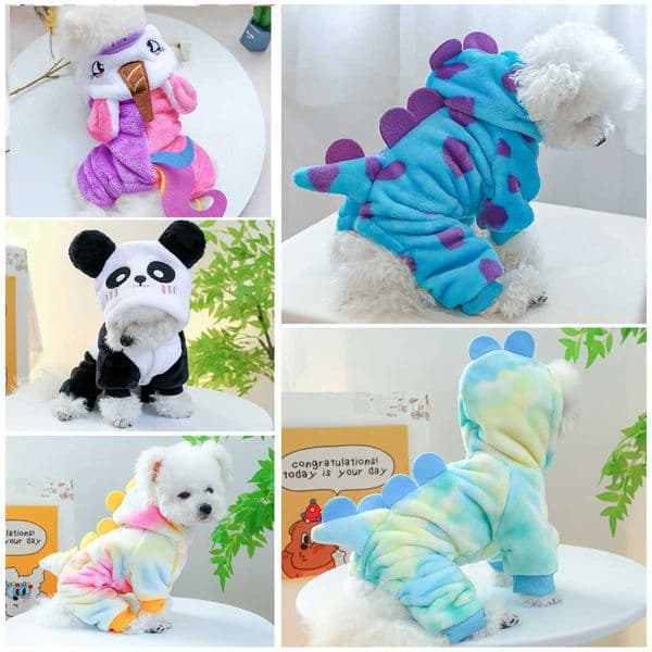 Super Soft Fleece Pet Clothing for Puppy Autumn Winter Plush Warm Dog Overalls Four Legged Dinosaur Unicorn Cosplay Cat ClothingXJ241018