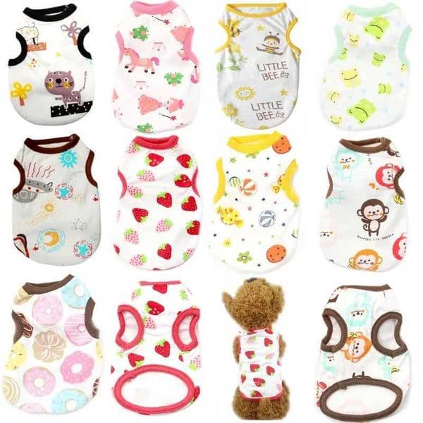 Summer Dog Clothes Thin Dog Vest T-Shirt Print Dog Cute Outfits Chihuahua Pet Clothing French Bulldog Pug Costumes Puppy ShirtsXJ241018