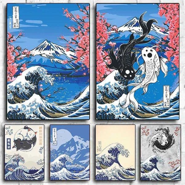 Vintage Great Wave Off Kanagawa Japanese Art Poster And Print Canvas Painting Wall Art For Living Room Home Decoration GiftXJ241016