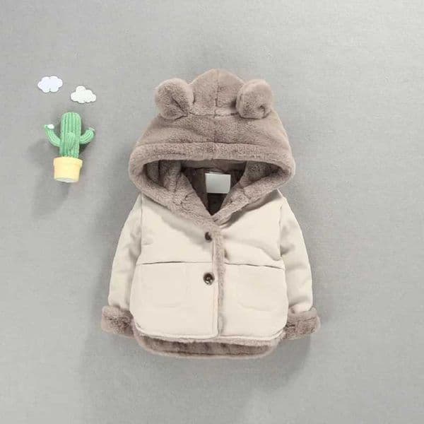 Designer 2026 OLEKID Autumn Winter Wool Jacket Cartoon Hoodie With Velvet Coat Newborn Baby Clothing Kindergarten Baby baby Park Free Shipping Free Shipping
