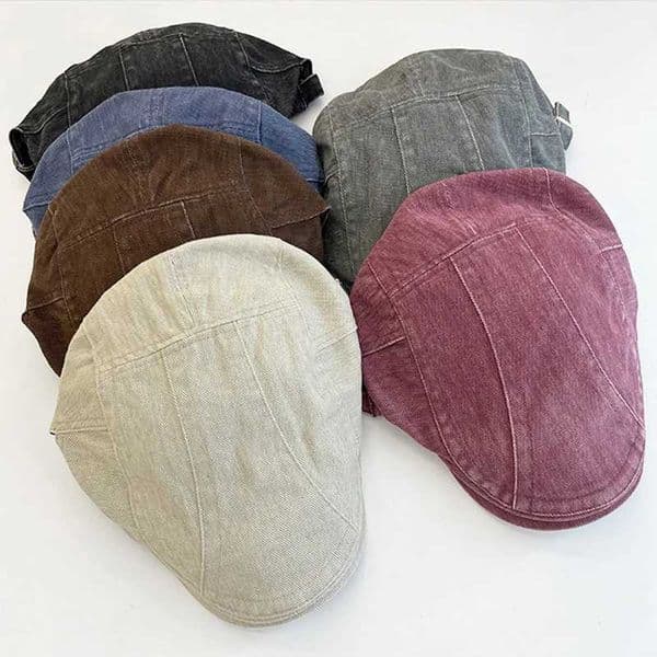 Berets American Retro Denim Forward Hat Washed Old Cotton Berets for Women Hot Girl Duck Tongue Cap British Vintage Newsboy Painter Hat z241018