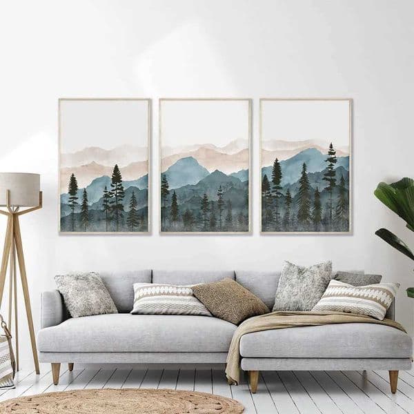 Scandinavian Modern Abstract Aesthetic Wall Art Blue Watercolor Poster Print Landscape Painting Home Bedroom Living Room DecorXJ241016