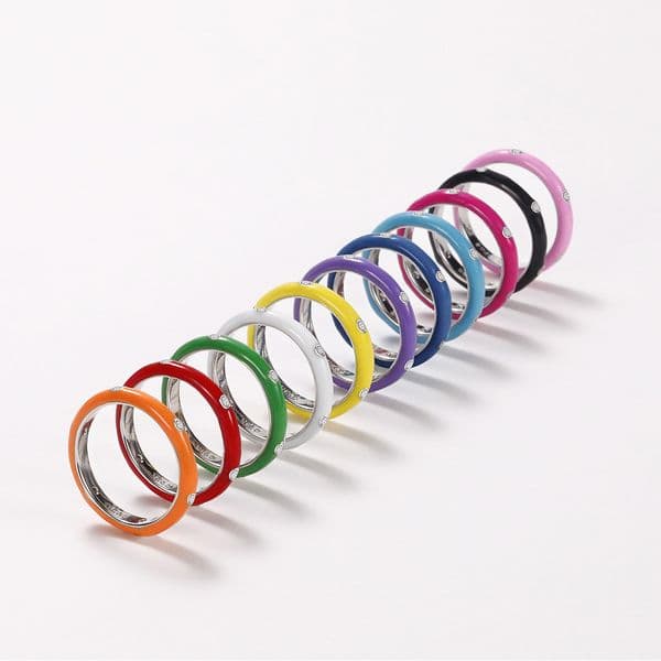 Ring enamel oil drop rainbow color single stone ring women's minimalist zircon ring candy color diamond ring exquisite gift
