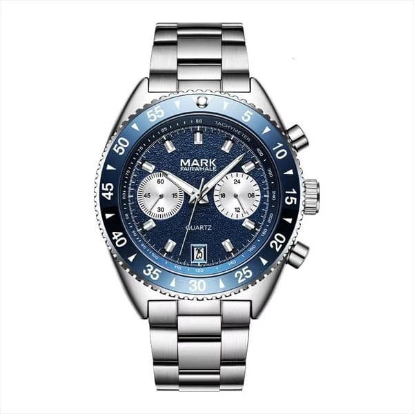 Trend Timing Mens Watch Blue Steel Fashion Business Double Eyed Hand 241009