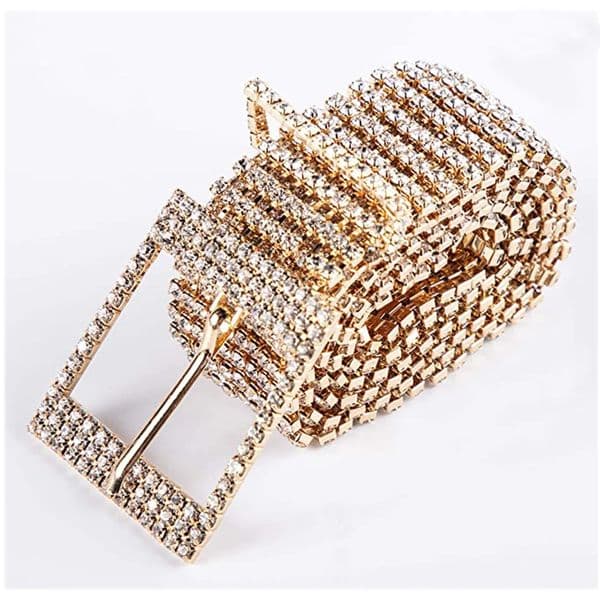 Handmade fashion womens belt sequin tight corset belt womens belt charm accessories size gold full rhinestone Diamante 241019