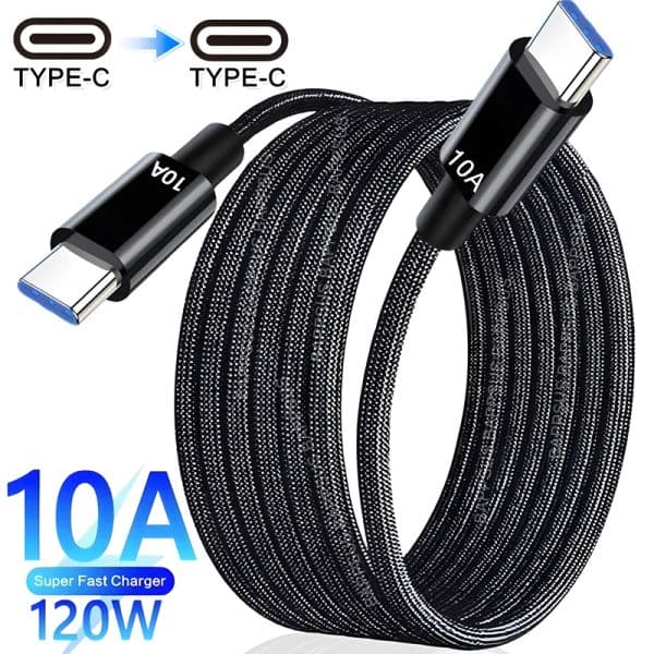120W 10A Fast Charger PD Dual USB C To Type C Charging Cable High-speed Data Transfer Wire Cord for Smartphone Data Cord