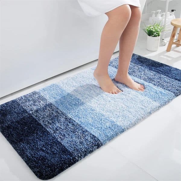 Olanly Shower Rug Non-Slip Bath Mat Super Absorbent Bathroom Carpet Soft Microfiber Foot Rug Floor Bedroom Home Stone Rug 241021