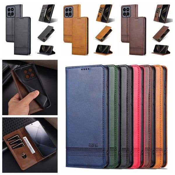 S26 Suck Leather Wallet Cases For Samsung S25 Edge S24 Plus FE Ultra A37 A57 A07 A17 A36 A26 A16 A06 Business Magnetic Closure ID Card Slot Holder Flip Cover