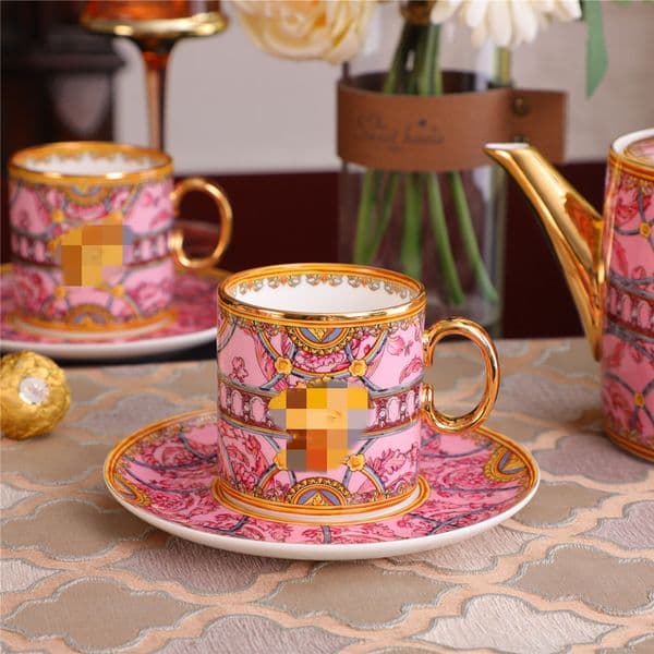 Designer Gold Cup Set European Bone Porcelain Coffee Cup and Tea Dish Couple's Cup Home High end Afternoon Tea Cup