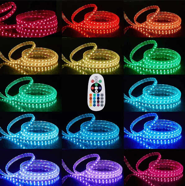 RGB LED Strip 110V-220V SMD5050 Waterproof IP65 Christmas Lights String 5M/Roll 300 LEDS With IR Remote Festival Gift