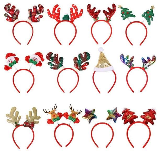 A set of 3 Christmas headbands and eyeglass frames designed in conjunction with Christmas party supplies and party discount decorations W241021