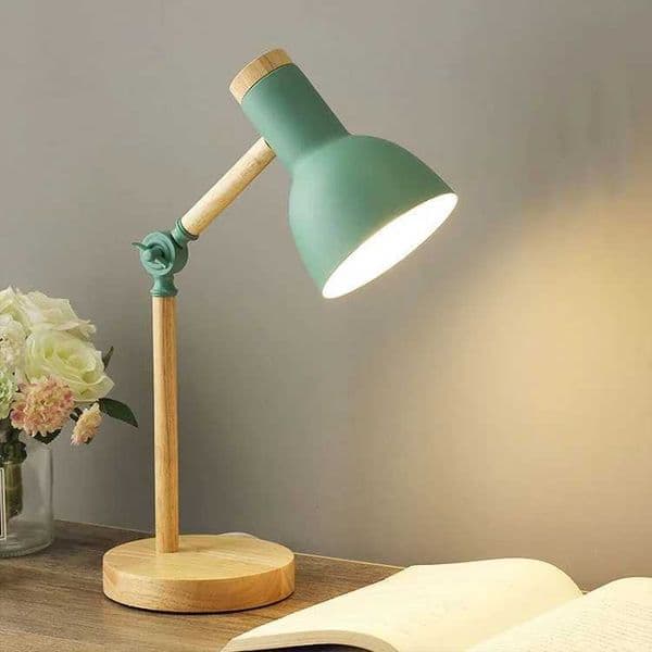 Nordic wooden desk lamp creative iron LED folding simple eye protection reading desk lamp living room bedroom home decoration X241021