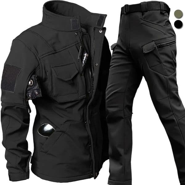 Windproof and waterproof bicycle set mens tactical jacket and pants set winter shark skin soft shell uniform warm wool coat 241022