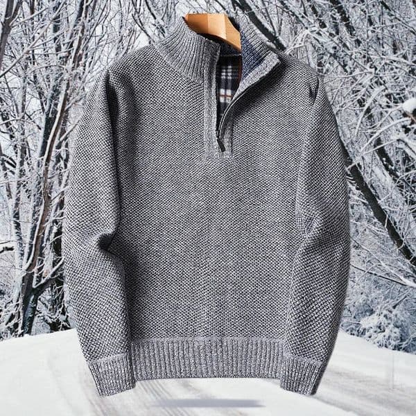 Autumn Men Thick Fleece Pullover Thicken Sweaters Half Zipper Pullovers for Male Sweatshirt Zip Up Turtleneck Coat 241022