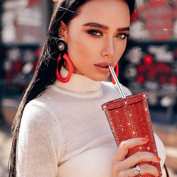 New Arrival 500ml Diamond Sparkling Hot Bottle Insulated Water Diamond Vacuum Cup Stainless Steel Fitness Gym Sports Drink Bottle M241022