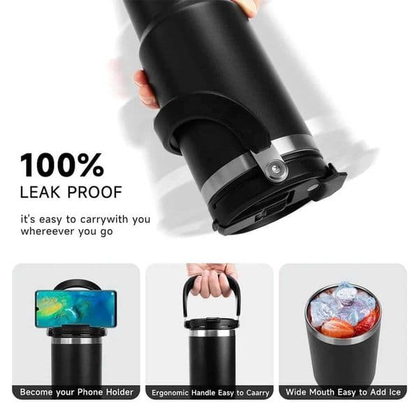 New Arrival TYESO hot coffee cup with handle and straw hot water bottle used for hot drinks insulated coffee cups stainless steel vacuum flame travel M241022