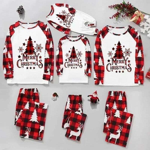 2024 New Family Christmas Pajama Set Christmas Tree Printing Mom Dad Child Dog Matching Set Soft Cute Boys and Girls Clothing Christmas AppearanceW241022