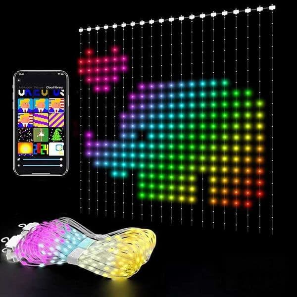Smart curtain light APP control supports dynamic DIY graffiti text editing holiday party decoration atmosphere lightsLX241023