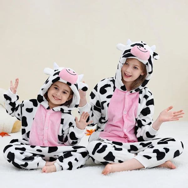 Kigurumi Cow Onesie Childrens Unicorn Pajamas Animal Cartoon Blankets Pajamas Baby Clothing Winter Boys and Girls Giant Set 241024