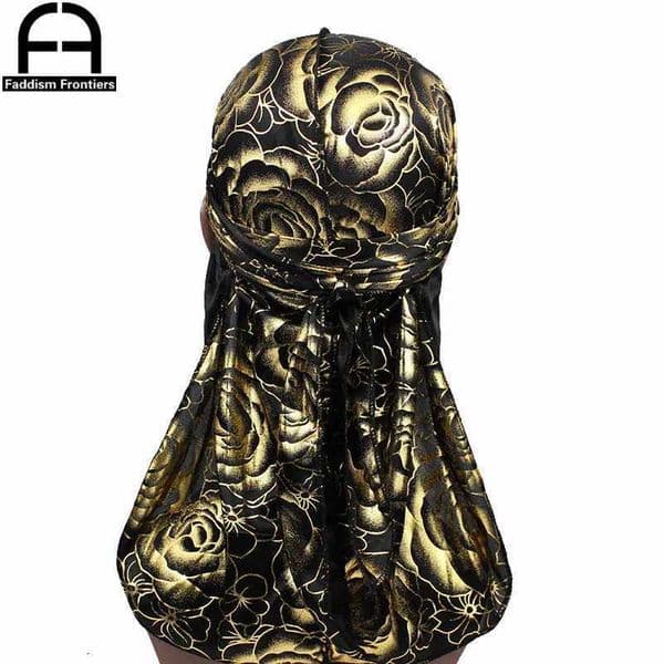 Bandanas Durag Mens Silky Rose Durags And Women Bonnet Set Turban Bandanas Headwear Hair Accessories Cover Waves Cap Bonnet Hat z241024