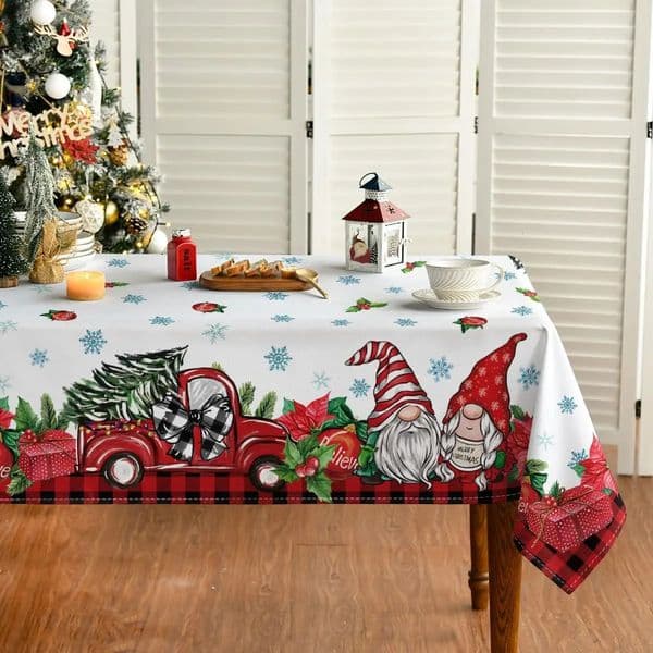 Santa Claus red rectangular tablecloth holiday party decoration waterproof tablecloth Christmas party supplies 241024