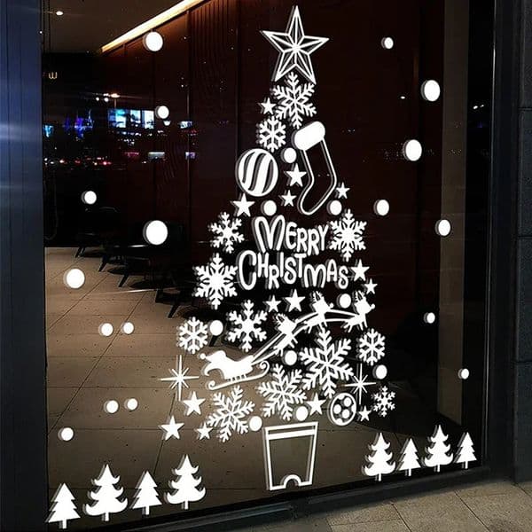 Santa Claus Snowflake Glass Windows Year Stickers Wallpaper Stickers Living Room Home Decoration Murals 241023