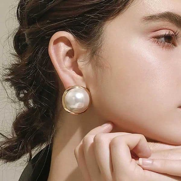 Korean Big Round Simulated Pearl Stud Earrings For Women Etrendy New Classic Elegant Fashion Jewelry WholesaleX241023