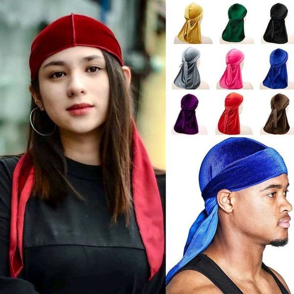 Bandanas Durag Unisex Men Women Satin Breathable villus Durag Long Tail Doo Rag Pirate Hat Headband Turban Bandana Durag Headwear z241024