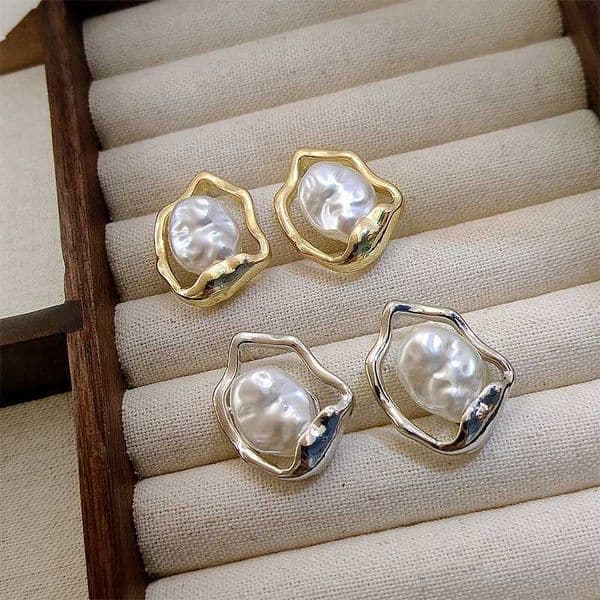 Korean irregular simulated pearl earrings for womens Etren new classic elegant fashion jewelry wholesale W241023