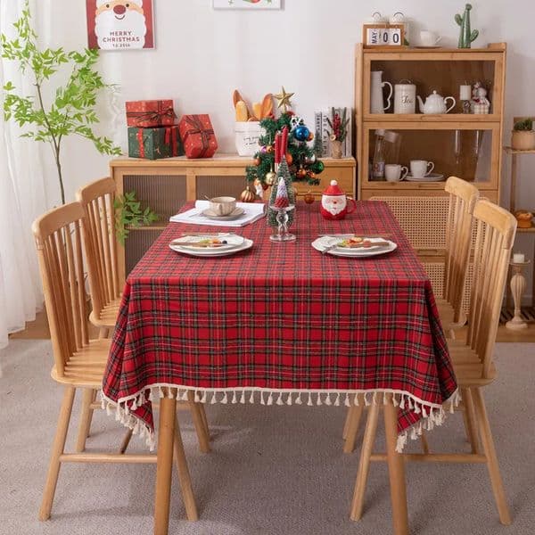 2024 Year tablecloth red checkered po atmospheric resort el home textiles Christmas table cover family gathering restaurant 241024