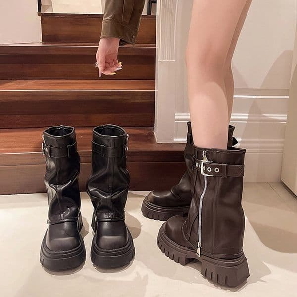 Winter Snow Boots for Men & Women - Warm Cotton Black Furry Shoes Booties bd1a