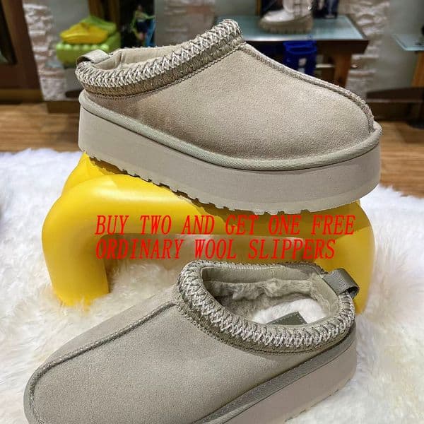 Tasman Slippers Tazz cotton slippers fur slides Chestnut Sand Fur Slides Sheepskin Classic Ultra Platform Boot Winter Women Men Slip-on Shoes Suede Upper Wool