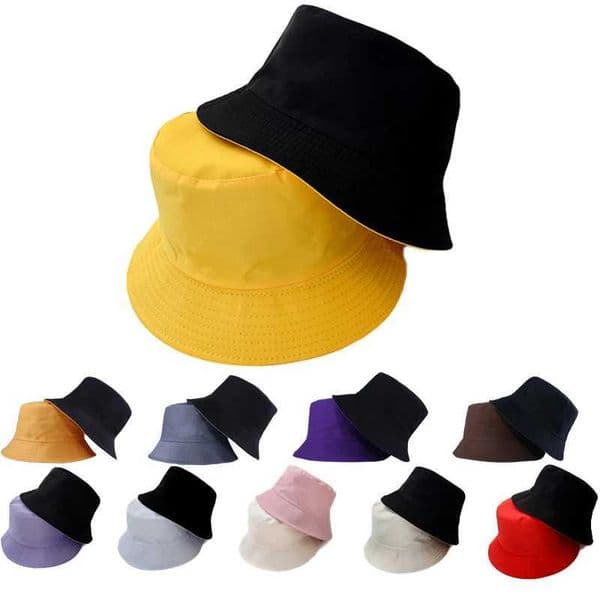Unisex Hat Black Solid Color Double-Sided Simple Bob Hip Hop Bucket Hat Mens Womens Panama Beach Fishing Sun CapX241025