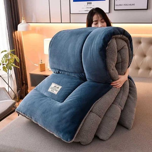 Double sided velvet blanket very warm winter velvet cashmere wool blanket thick blanket comfortable core suitable for twin beds W241024