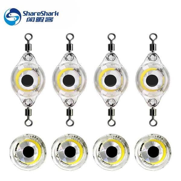 2 PCS LED Fishing Tools Mini Flasher Eye Lure Lamp Underwater Attracting Fishing Lure Light Tackle Saltwater Freshwater BassLX241026