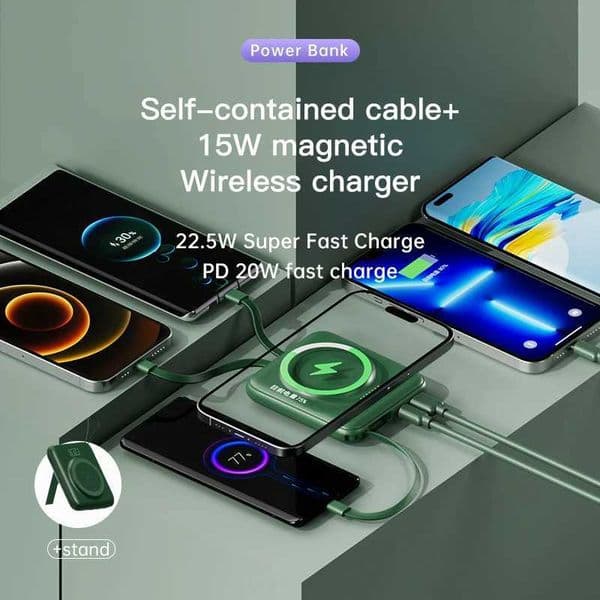 New Arrival Mini fast charging power pack with large capacity 22.5W magnetic fast charging equipped with charging cable portable external battery full-size Z241026