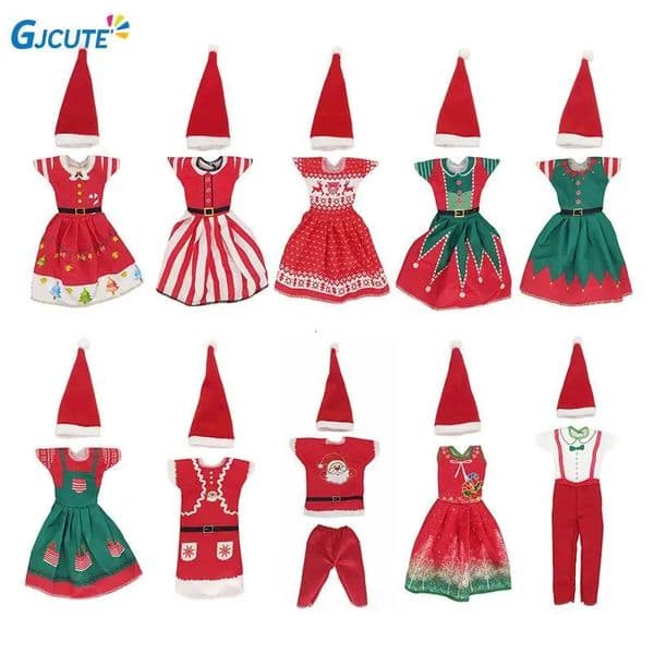 Kawaii Christmas Elf Doll Snowman Gingerbread Man Clothes Cook Hat Apron Baby Toy Accessories Kids Toys 241025