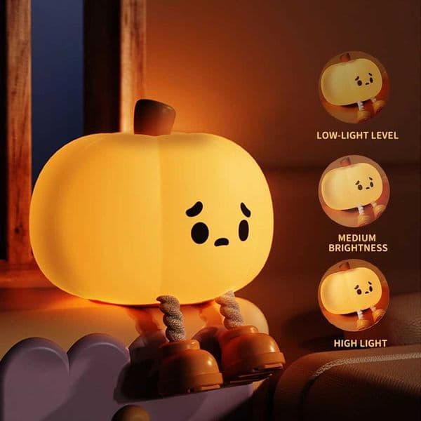 New Arrival Halloween Pumpkin Night Light Cute Soft Silicone Lamp Room Decoration Timed Dimmable Bed Decoration Childrens Halloween Gift Z241025