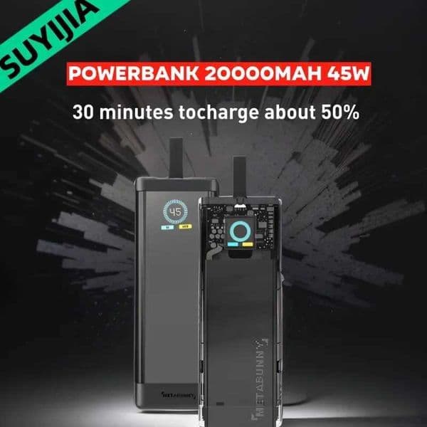 New Arrival New PD45W built-in cable laptop power pack with 20000mAh large capacity power display Z241026